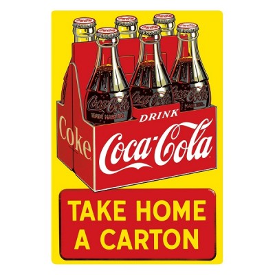 Enseigne Coca-Cola en métal avec relief / Take Home